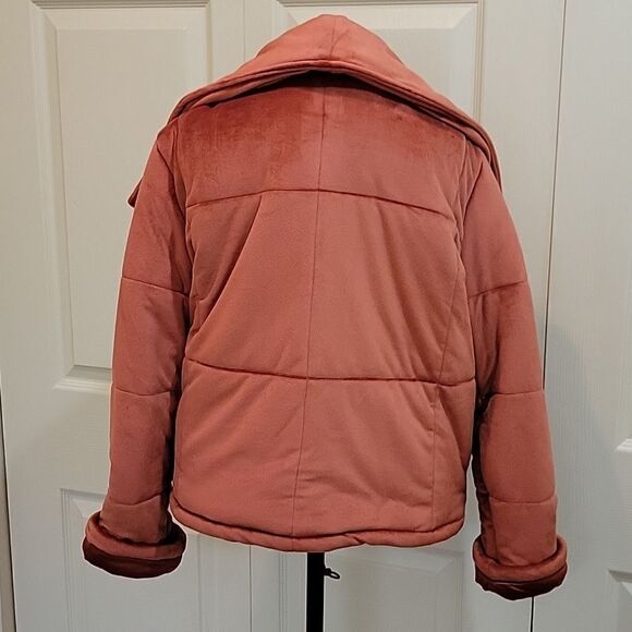 HYFVE Rust Velvet Puffy Moto Jacket Size Small - Picture 5 of 9